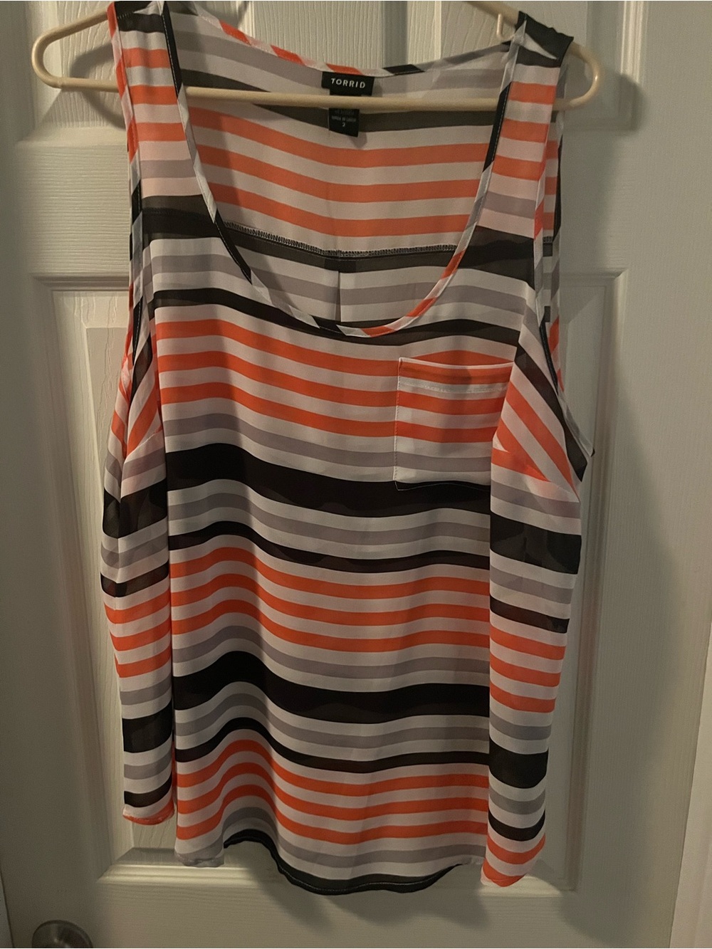 Torrid semi sheer striped tank blouse size 2